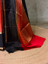 Orange and black tissue brocade banarasi silksaree -PFAZ16A