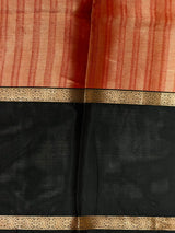 Orange and black tissue brocade banarasi silksaree -PFAZ16A