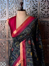 Black Chanderi saree - PBR66I