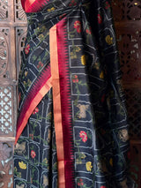 Black Chanderi saree - PBR66I