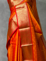 Mustard Yellow and Red silk saree -PFAZ19