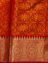 Mustard Yellow and Red silk saree -PFAZ19