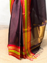 Deep Brown banarasi silk saree -PIH97