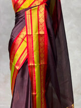 Deep Brown banarasi silk saree -PIH97