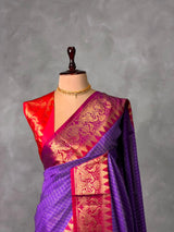 Violet and Red banarasi silk saree -AISH20D