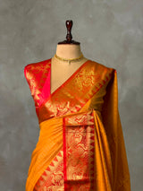 Yellow and Red banarasi silk saree -AISH20C