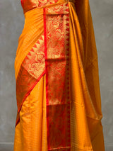 Yellow and Red banarasi silk saree -AISH20C