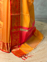 Yellow and Red banarasi silk saree -AISH20C