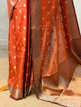 Rust orange banarasi silk saree -PASILK1