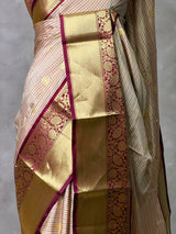 Sandal and maroon banarasi silk saree -PFAZ21