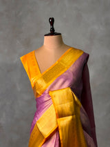 Pink and yellow Tissue banarasi silk saree -PASILK4