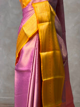 Pink and yellow Tissue banarasi silk saree -PASILK4