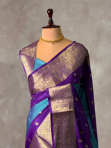 Blue and Violet Tissue banarasi silk saree -PFAZ22A