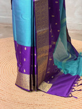 Blue and Violet Tissue banarasi silk saree -PFAZ22A