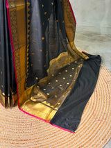 Black banarasi silk saree -PASILK5