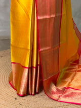 Yellow and Red Tissue banarasi silk saree -PASILK3