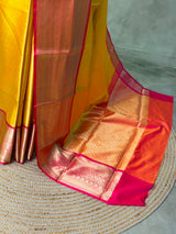 Yellow and Red Tissue banarasi silk saree -PASILK3