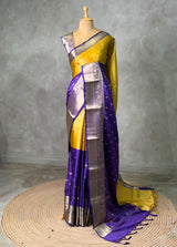 Yellow and Violet Tissue banarasi silk saree -PFAZ23