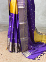 Yellow and Violet Tissue banarasi silk saree -PFAZ23