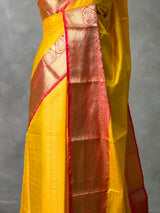 Yellow and Red Tissue banarasi silk saree -PASILK3A