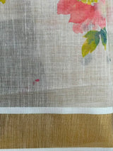 Off white soft semi linen saree -PONAM26N2