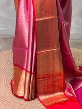 Pink and Red Tissue banarasi silk saree -PASILK3B