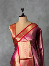 Pink and Red Tissue banarasi silk saree -PASILK3B