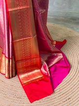 Pink and Red Tissue banarasi silk saree -PASILK3B