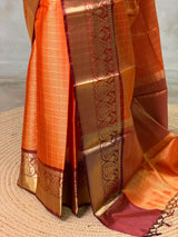Rust orange banarasi silk saree -PASILK1A