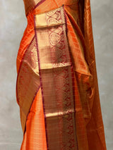 Rust orange banarasi silk saree -PASILK1A