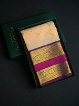 Pastal Peach and purple Semi kanchipuram silk saree- PSSR341