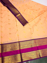Pastal Peach and purple Semi kanchipuram silk saree- PSSR341
