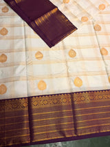 Sandal and Violet Semi kanchipuram silk saree- PSSR344