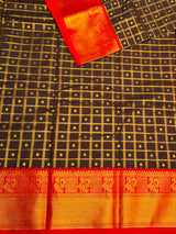 Brown and Red Semi kanchipuram silk saree- PSSR351