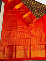 Brown and Red Semi kanchipuram silk saree- PSSR351
