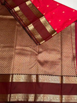 Magenta and Brown Semi kanchipuram silk saree- PSSR355