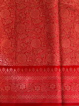 Sandal and Red khadial tissue Banarasi silk saree - RAZ5B