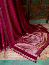 Maroon viscose Crepe saree - PBRVT1
