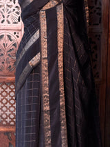 Black viscose Crepe saree - PBRVT1B