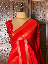 Orange viscose Crepe saree - PBRVT1C