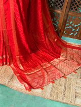 Orange viscose Crepe saree - PBRVT1C
