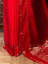 Red viscose Crepe saree - PBRVT1D