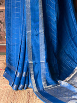 Blue viscose Crepe saree - PBRVT1E