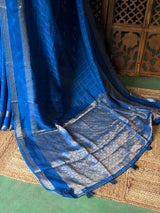 Blue viscose Crepe saree - PBRVT1E