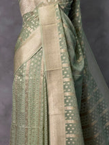 Pastal Green Banarasi Gerogette saree - PBRHS1B