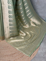 Pastal Green Banarasi Gerogette saree - PBRHS1B