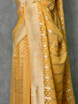 Pastal Yellow Banarasi Gerogette saree - PBRHS1D