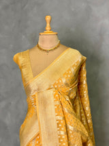 Pastal Yellow Banarasi Gerogette saree - PBRHS1D