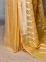 Pastal Yellow Banarasi Gerogette saree - PBRHS1D