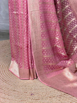 Pink Banarasi Gerogette saree - PBRHS1E